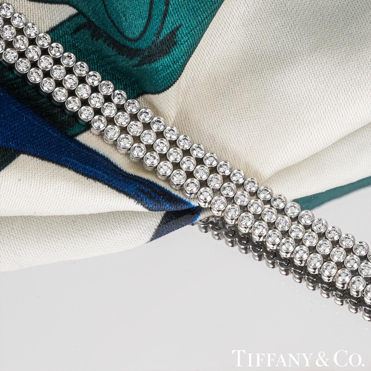 Women's or Men's Tiffany & Co. Platinum Diamond Jazz Three-Row Bracelet 6.03 Carats For Sale