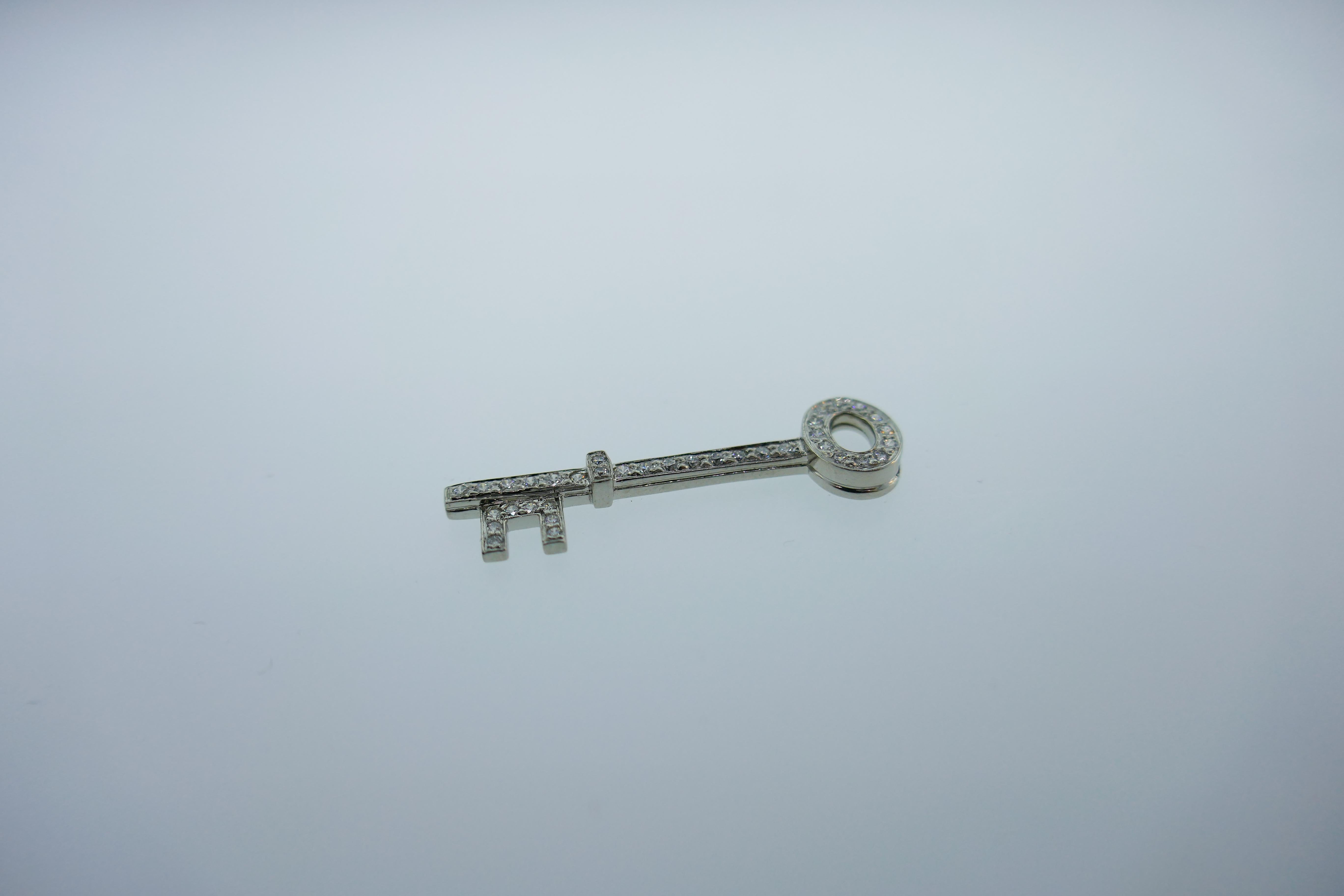 Tiffany & Co. Platinum and Diamond Key Pendant Charm Modern 1