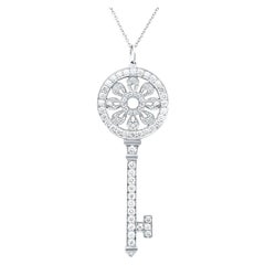 Tiffany & Co. Platinum Diamond Key Pendant Necklace 1.18 Carat