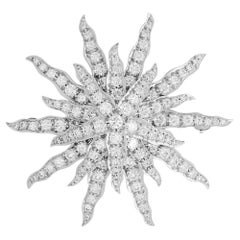 Tiffany & Co. Platin Diamant Spitze Sunburst Pin Brosche