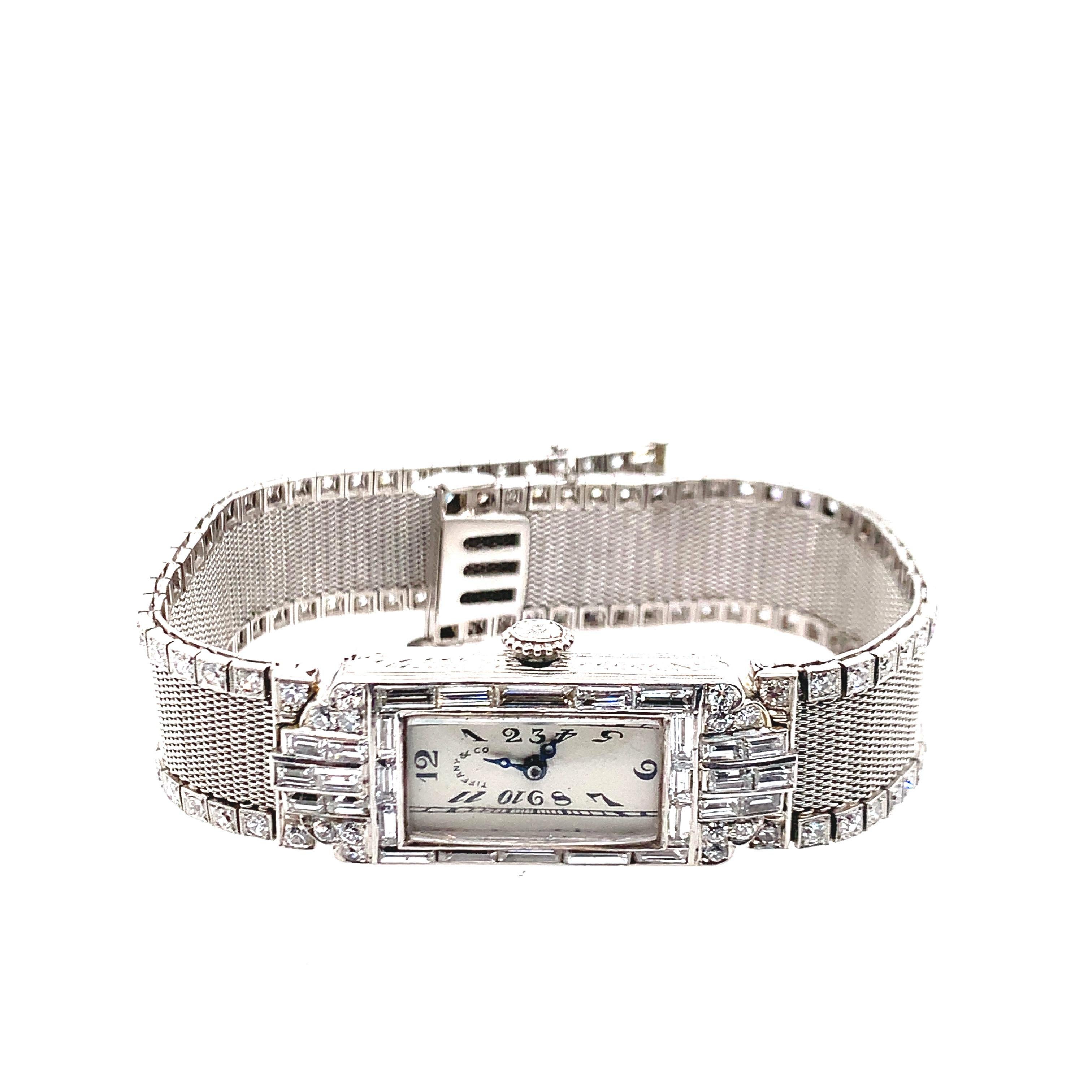 Women's Tiffany & Co. Platinum Diamond Lady's Watch For Sale