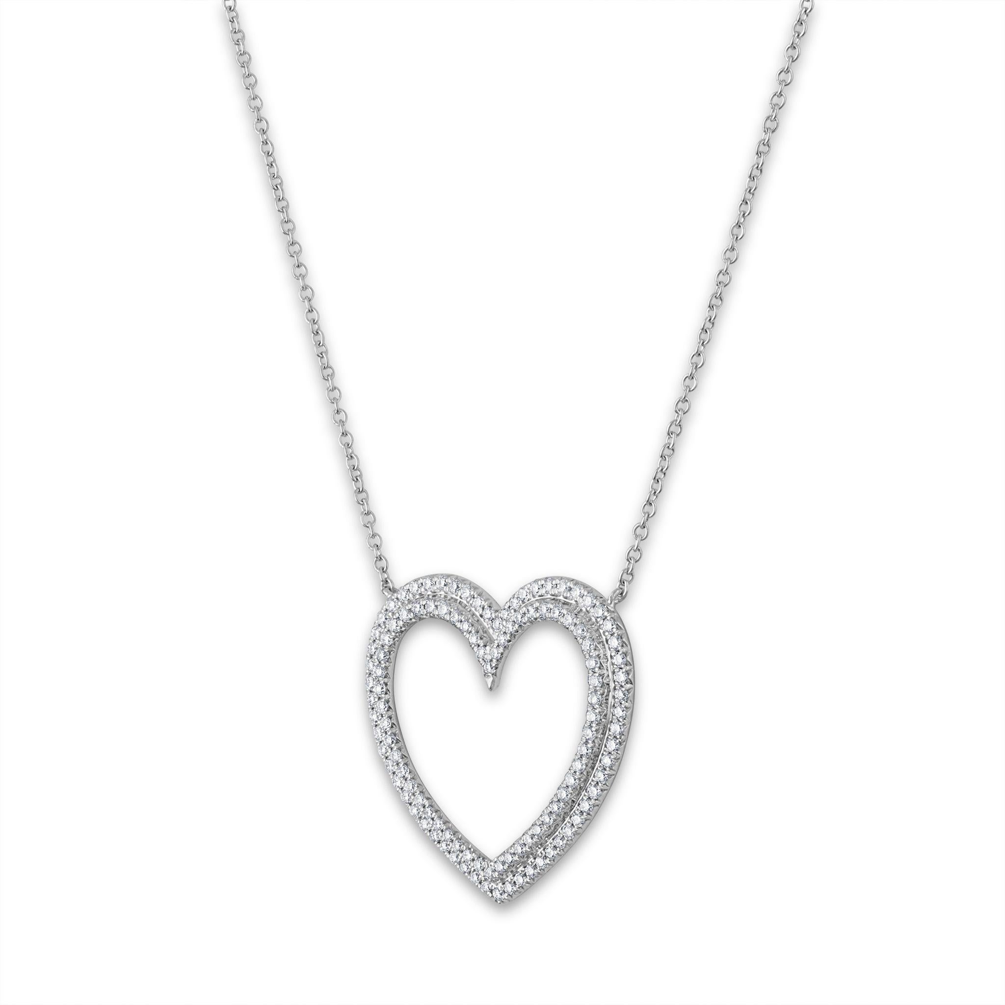 Tiffany & Co. Platinum Diamond Large Heart Necklace In Excellent Condition In New York, NY
