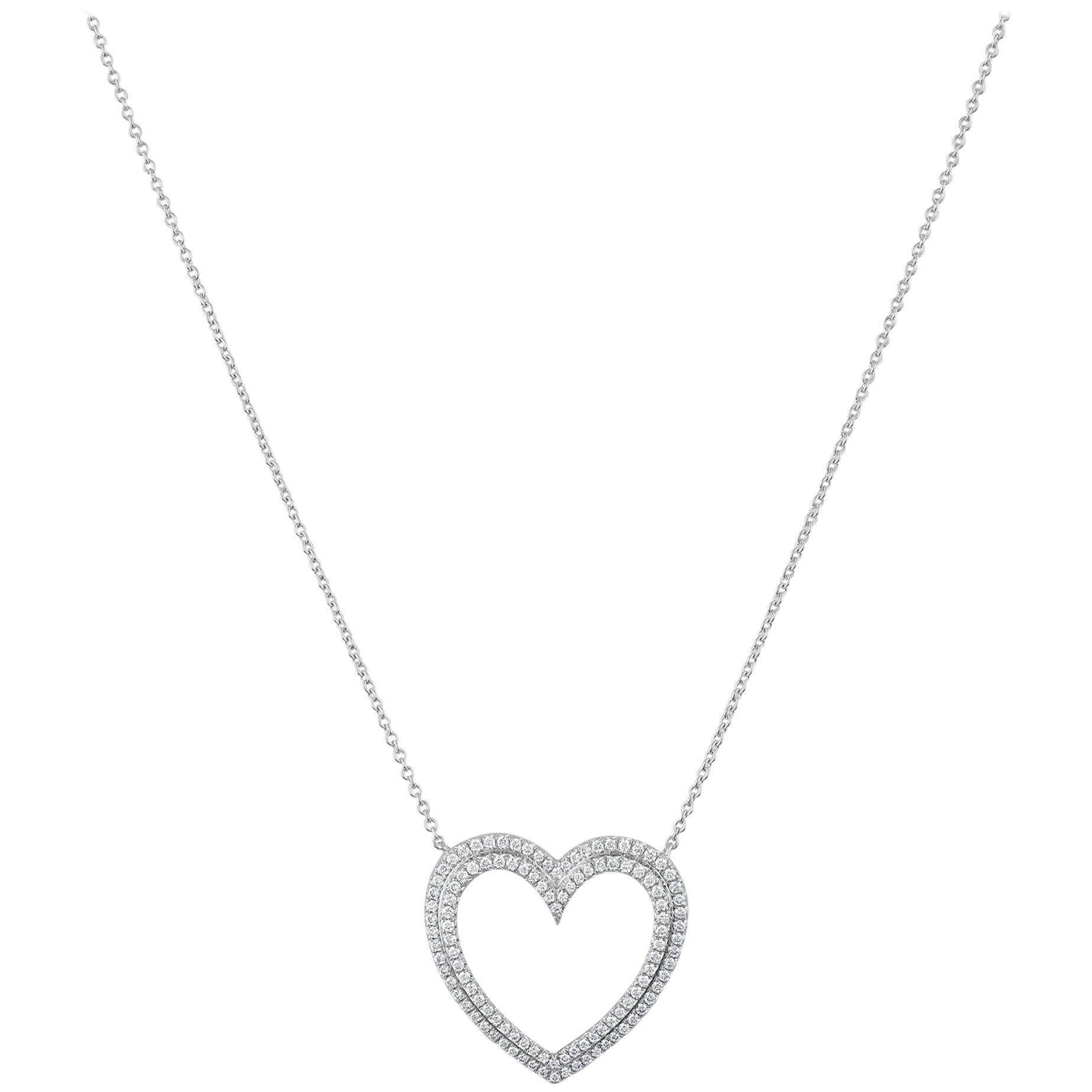 Tiffany & Co. Platinum Diamond Large Heart Necklace