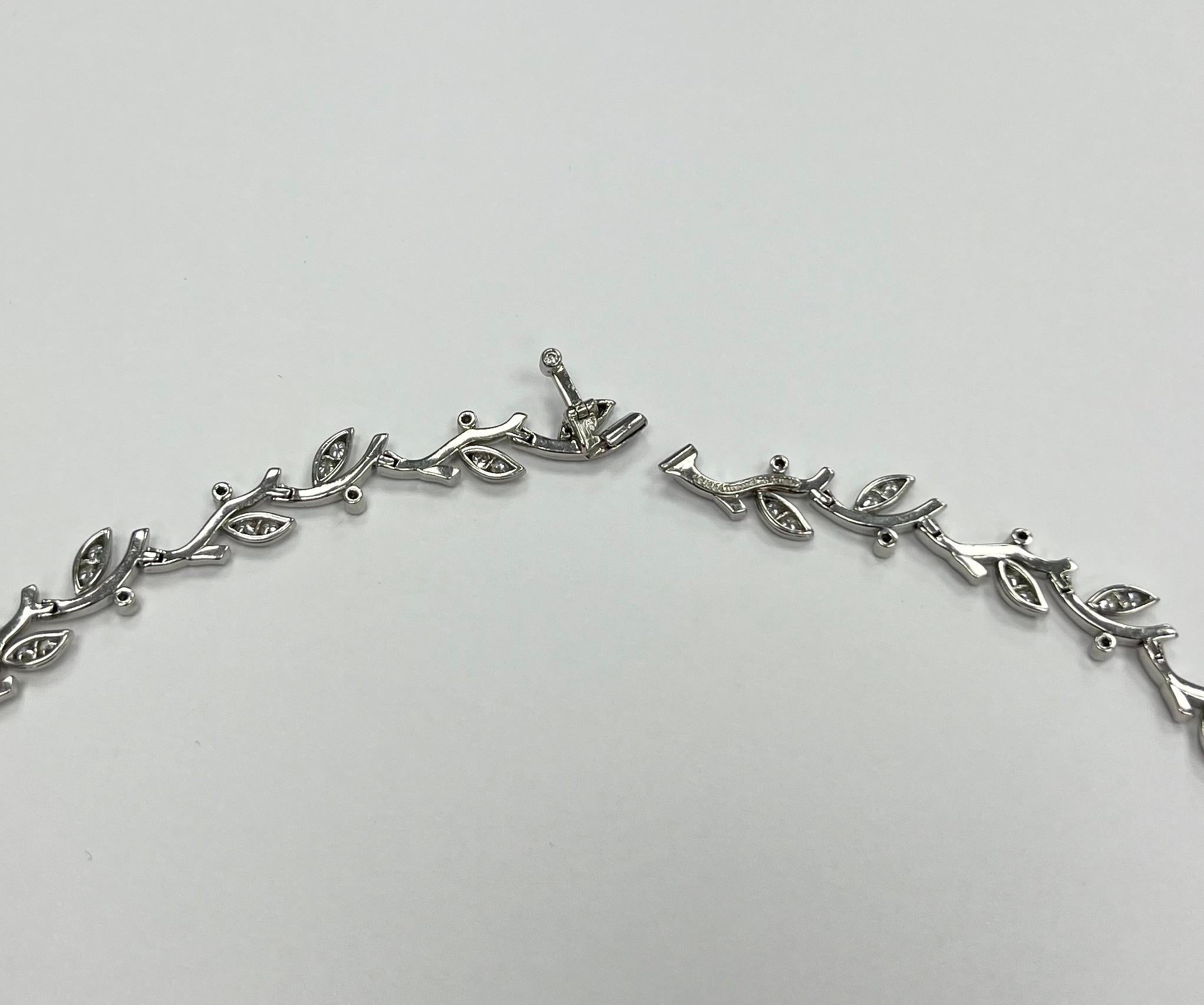 Tiffany & Co Platinum Diamond Leaf Necklace For Sale 5
