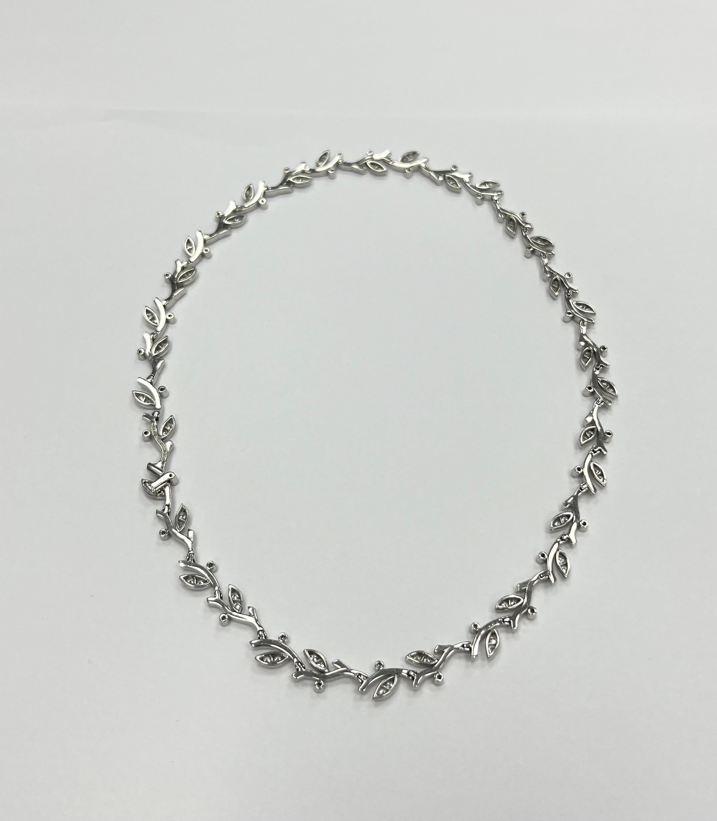Tiffany & Co Platinum Diamond Leaf Necklace For Sale 4