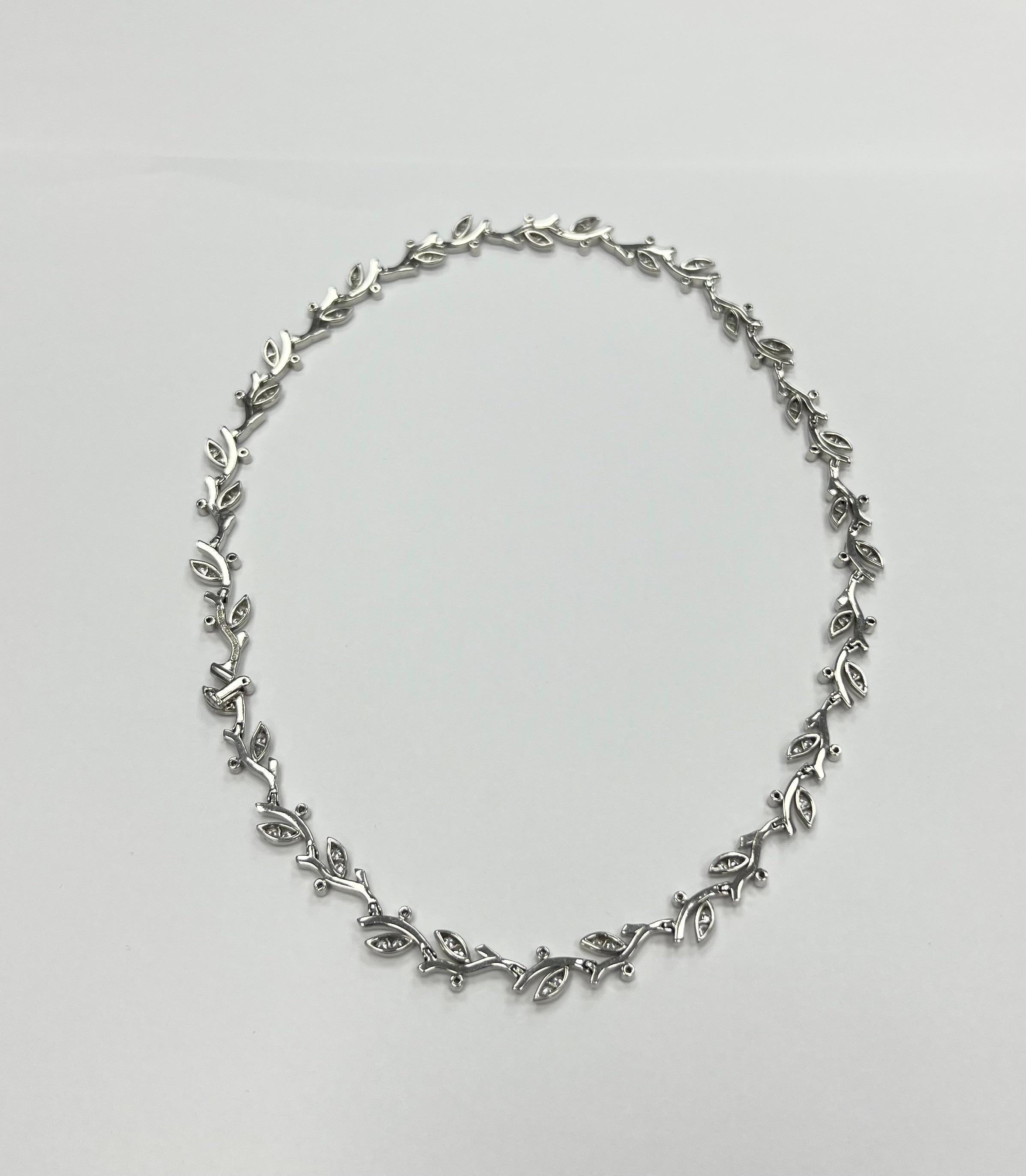 Tiffany & Co Platinum Diamond Leaf Necklace For Sale 2