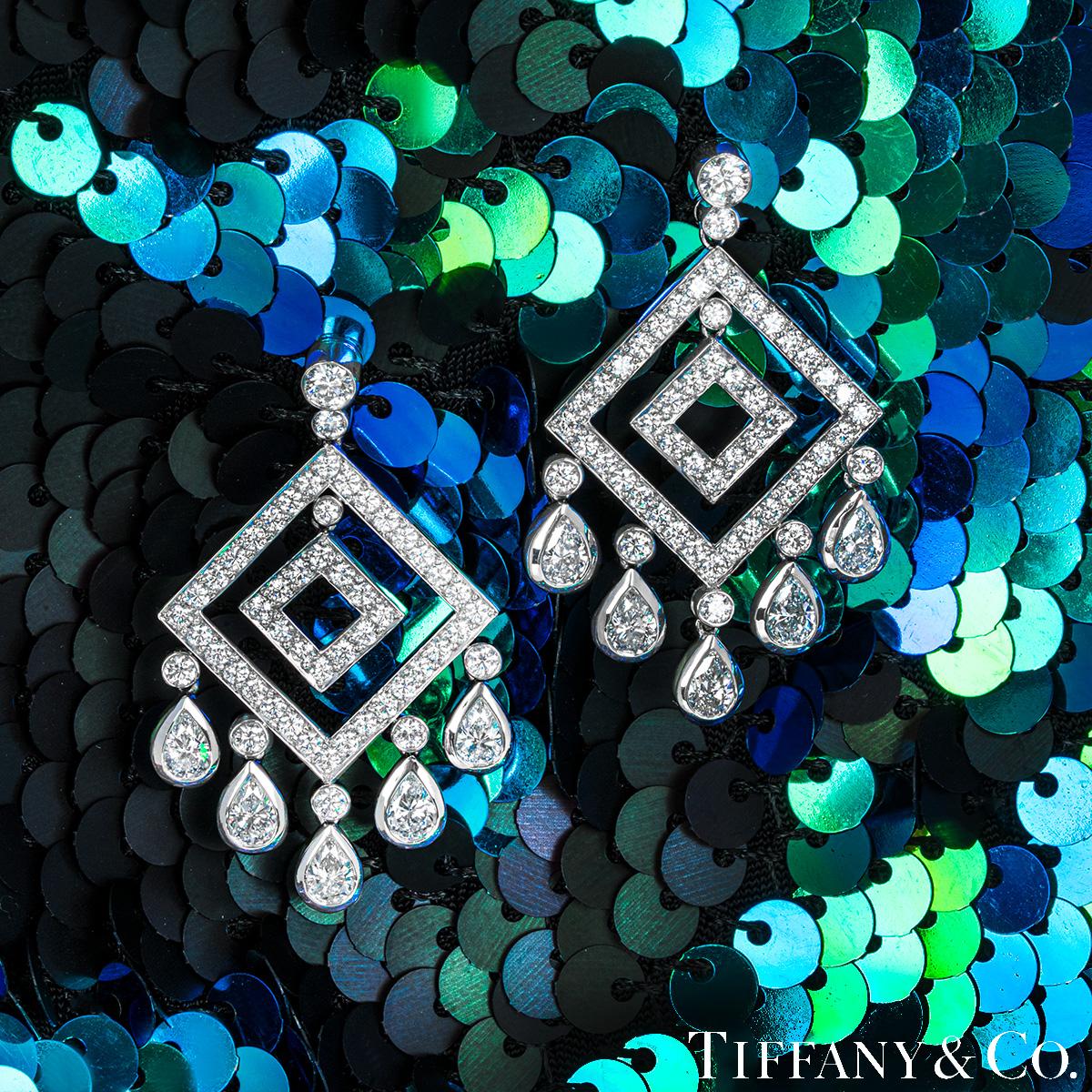 Tiffany & Co. Platinum Diamond Legacy Chandelier Earrings In Excellent Condition For Sale In London, GB