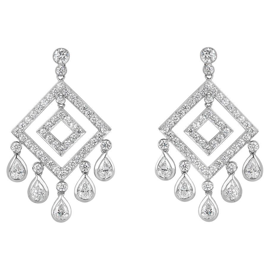Tiffany & Co. Boucles d'oreilles chandelier en platine et diamant Legacy