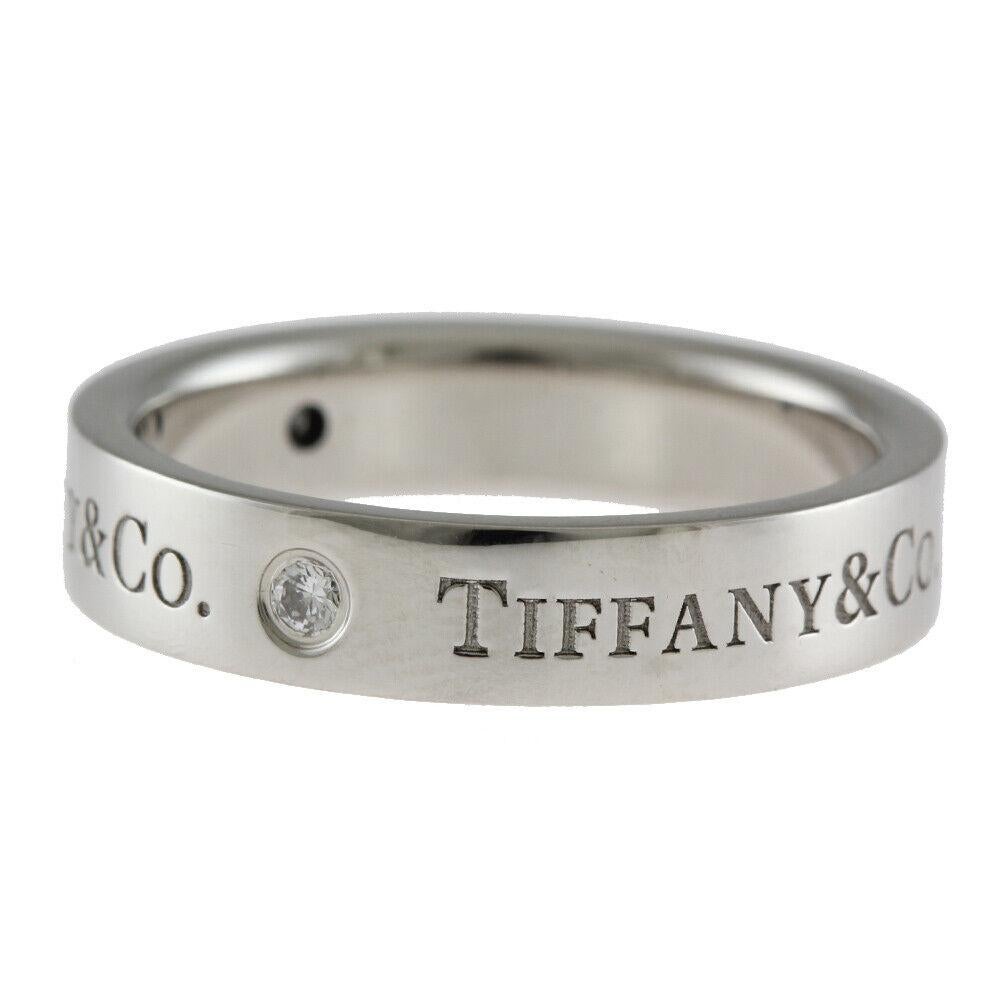 Round Cut Tiffany & Co. Platinum Diamond Mens Wedding Band 4 MM Size 10 For Sale