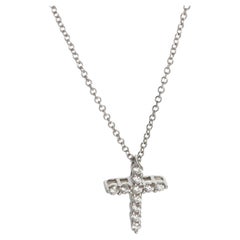 Tiffany & Co. Platinum Diamond Mini Cross Pendant