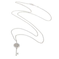 Tiffany & Co. Platinum Diamond Mini Model Petals Key Pendant