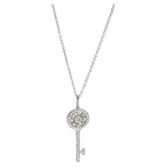 Tiffany & Co. Platinum Diamond Mini Model Petals Key Pendant
