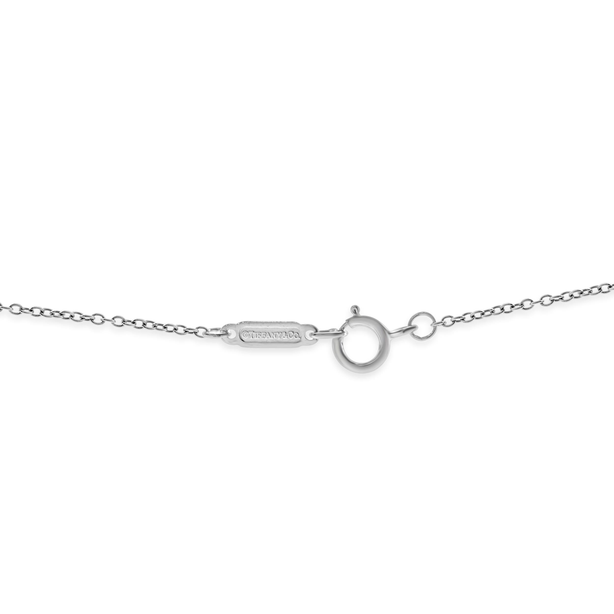 Tiffany & Co. Platinum Diamond “Mini” Open Heart Necklace In Excellent Condition In Scottsdale, AZ