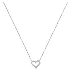 Tiffany & Co. Platinum Diamond “Mini” Open Heart Necklace