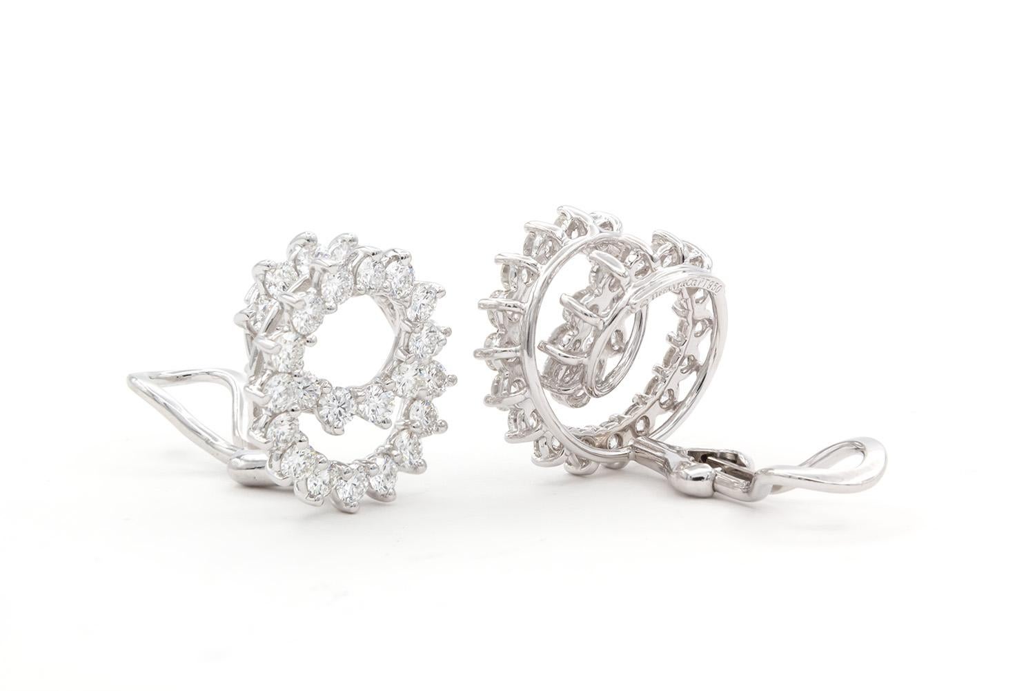 Tiffany & Co. Platinum & Diamond Mini Swirl Earrings 2.54ctw For Sale 4