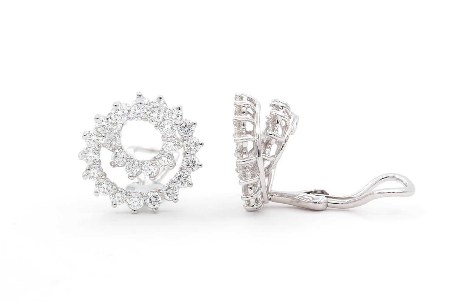 Tiffany & Co. Platinum & Diamond Mini Swirl Earrings 2.54ctw For Sale 5