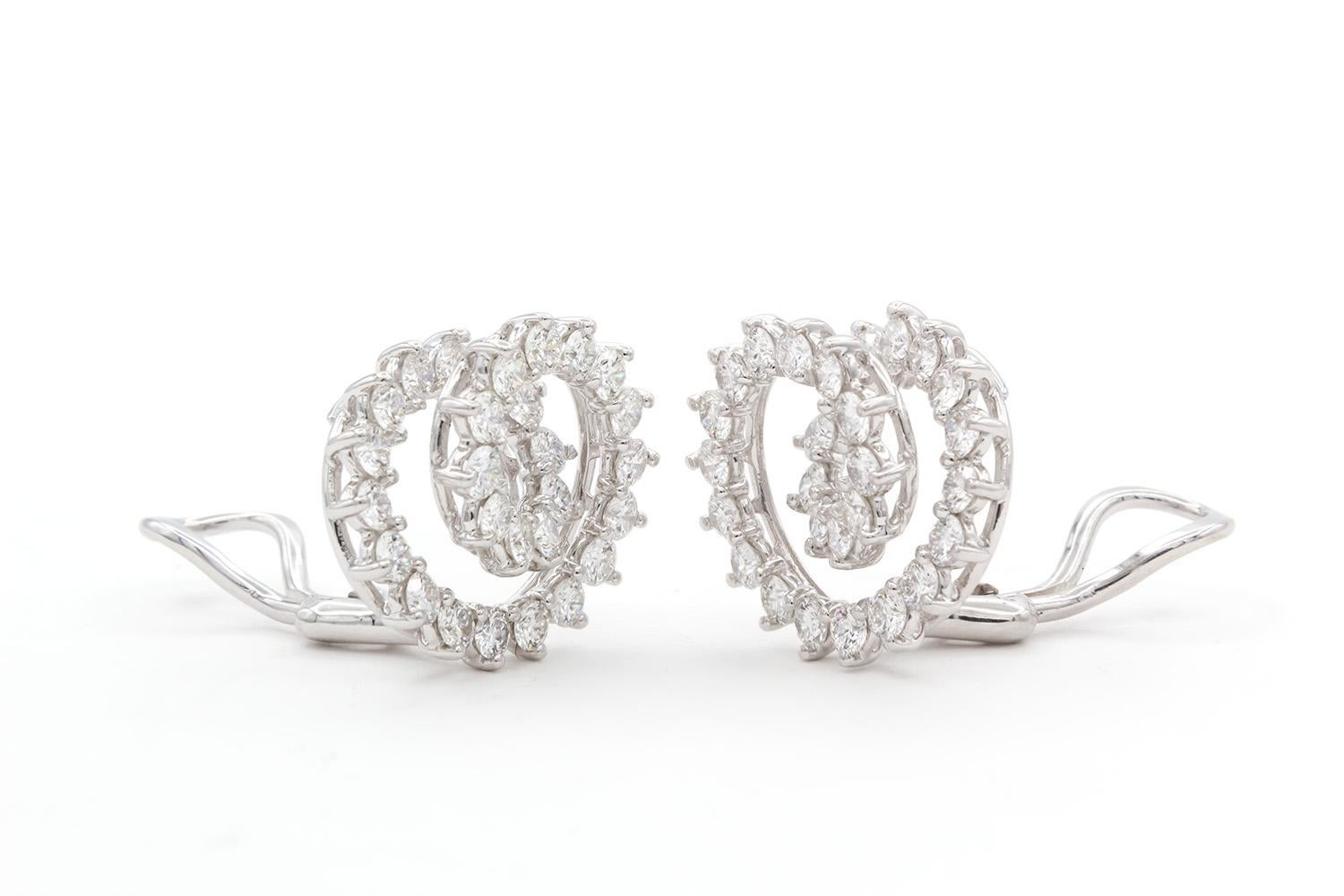 Tiffany & Co. Platinum & Diamond Mini Swirl Earrings 2.54ctw For Sale 6