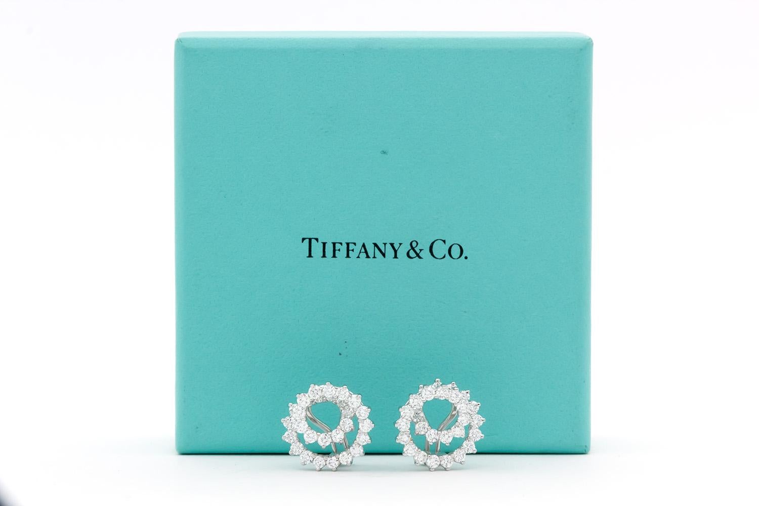 Tiffany & Co. Boucles d'oreilles miniatures en platine et diamant 2.54ctw en vente 7