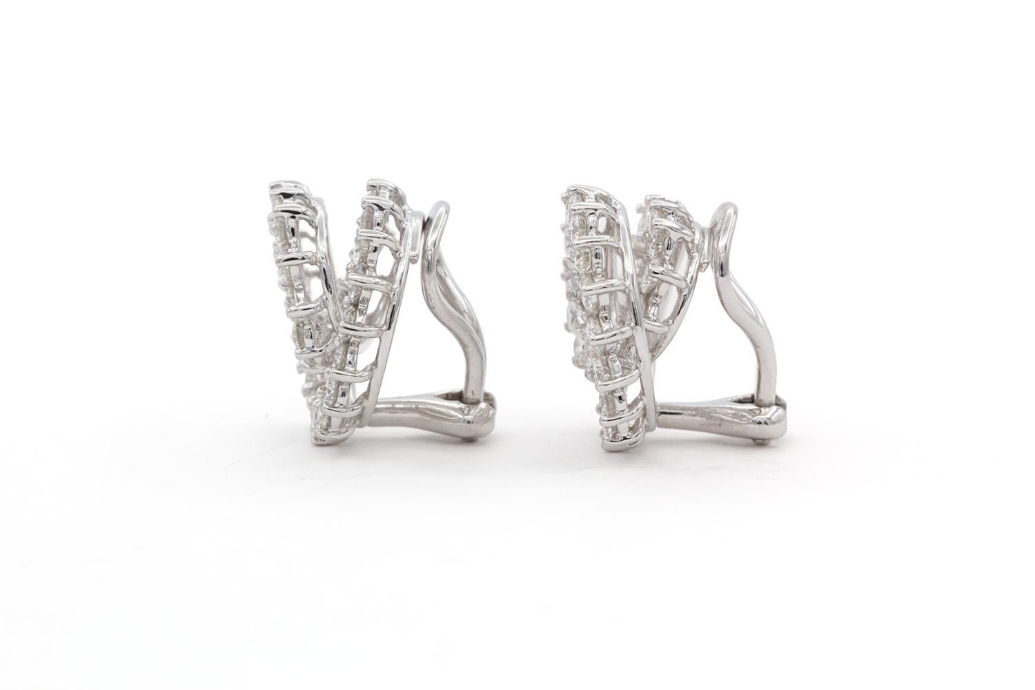 Tiffany & Co. Platinum & Diamond Mini Swirl Earrings 2.54ctw In Excellent Condition For Sale In Tustin, CA