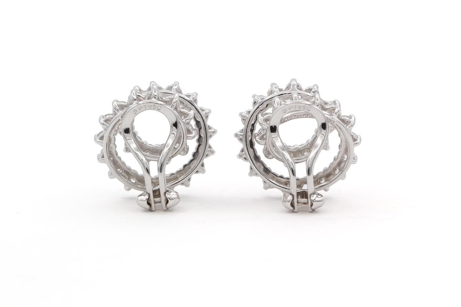 Tiffany & Co. Platinum & Diamond Mini Swirl Earrings 2.54ctw For Sale 1