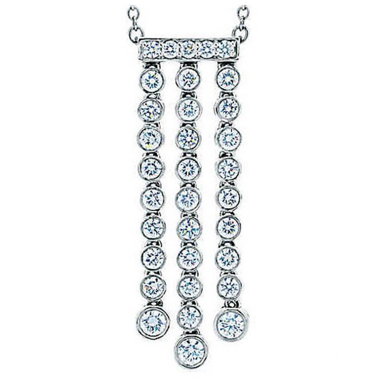 Tiffany & Co. Platinum Diamond Necklace 0.62 Carat Jazz, Triple Drop