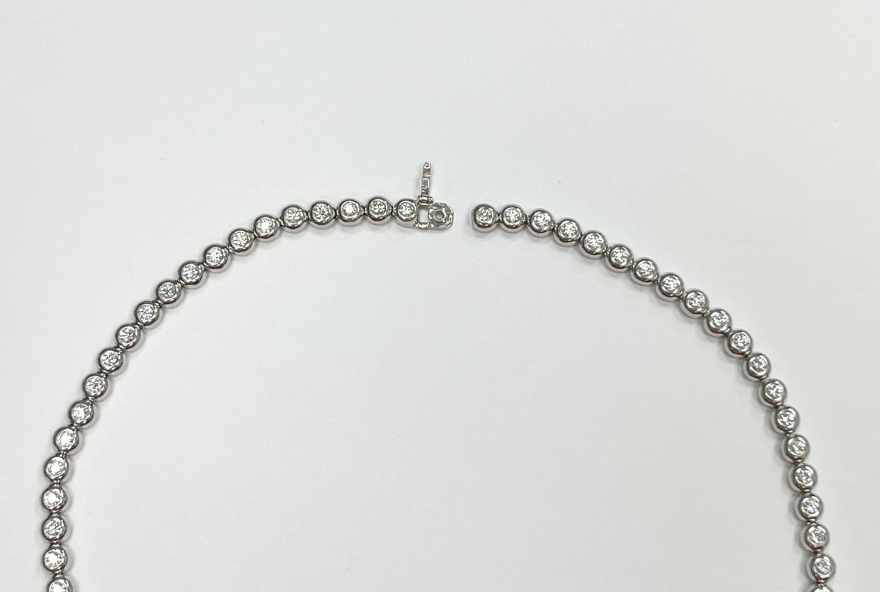 Round Cut Tiffany & Co. Platinum Diamond Necklace For Sale