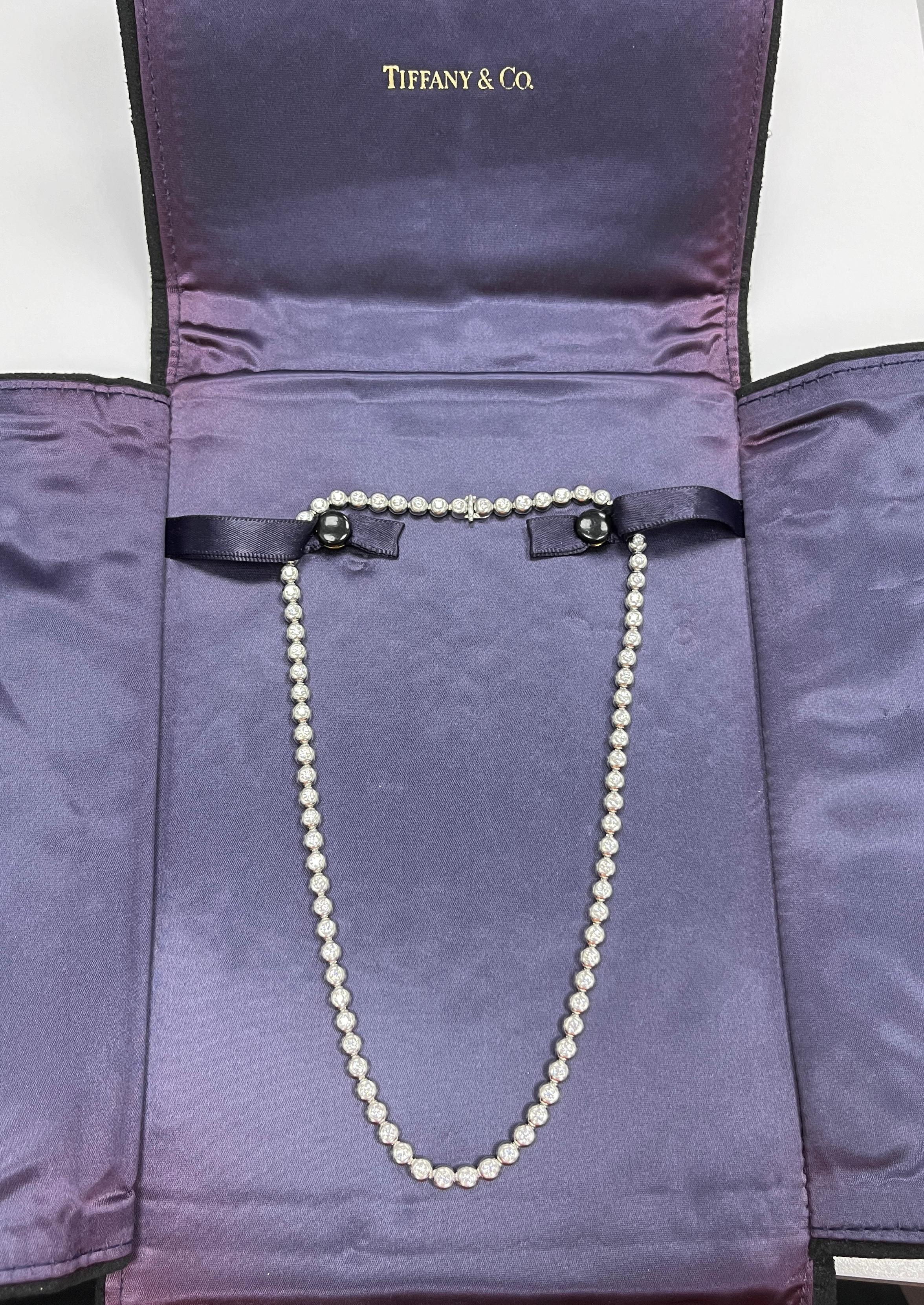 Tiffany & Co. Platinum Diamond Necklace In Excellent Condition For Sale In New York, NY