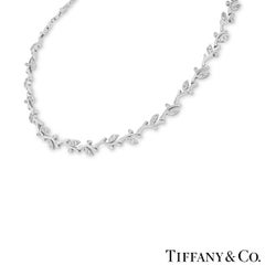 Tiffany & Co. Platinum Diamond Olive Leaf Vine Necklace