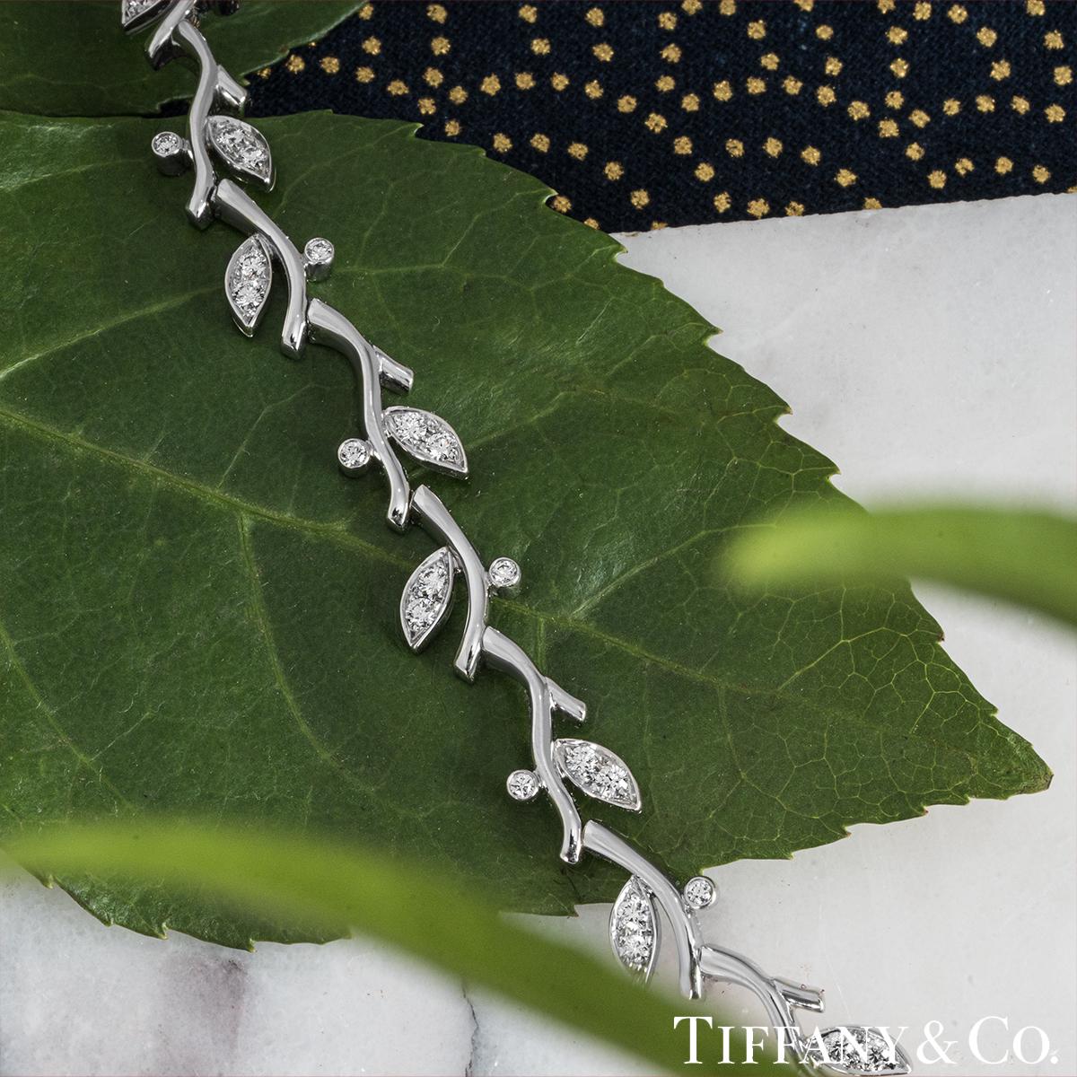 Women's Tiffany & Co. Platinum Diamond Olive Leaf Vine Necklace