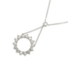 TIFFANY & Co. Platinum Diamond Open Circle Drop Pendant Necklace