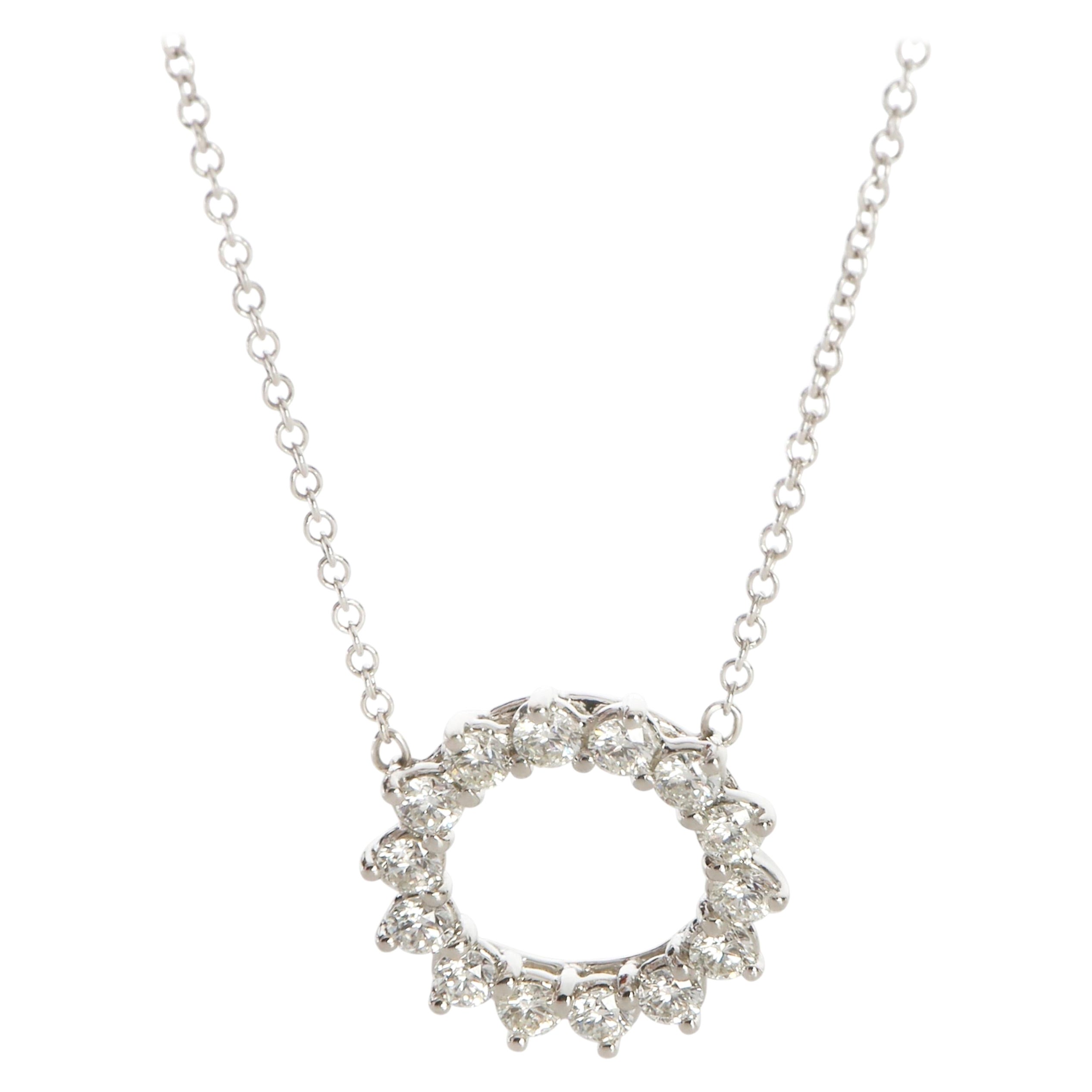 Tiffany & Co. Platinum Diamond Open Circle Pendant For Sale
