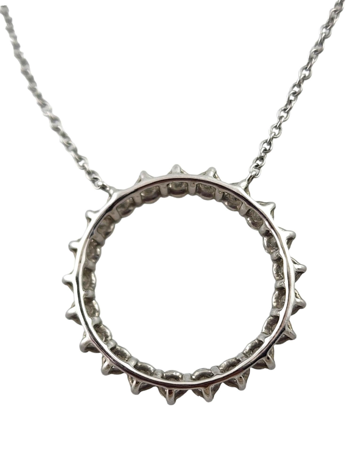 Tiffany & Co Platinum Diamond Open Circle Pendant Necklace #18332 In Good Condition In Washington Depot, CT