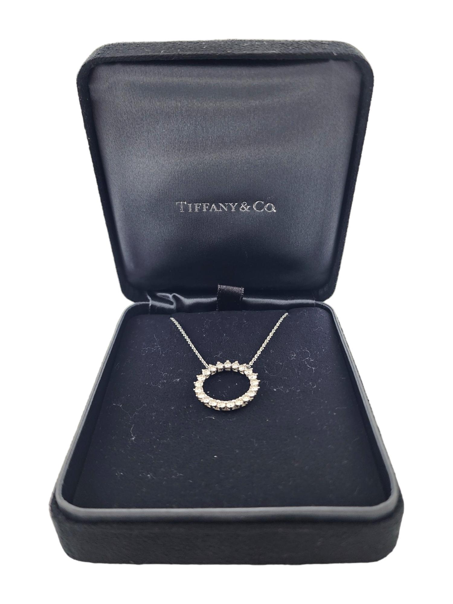 Tiffany & Co Platinum Diamond Open Circle Pendant Necklace #18332 4