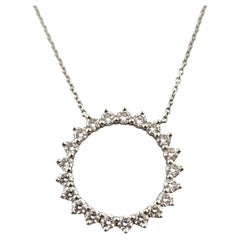 Tiffany & Co Platinum Diamond Open Circle Pendant Necklace #18332