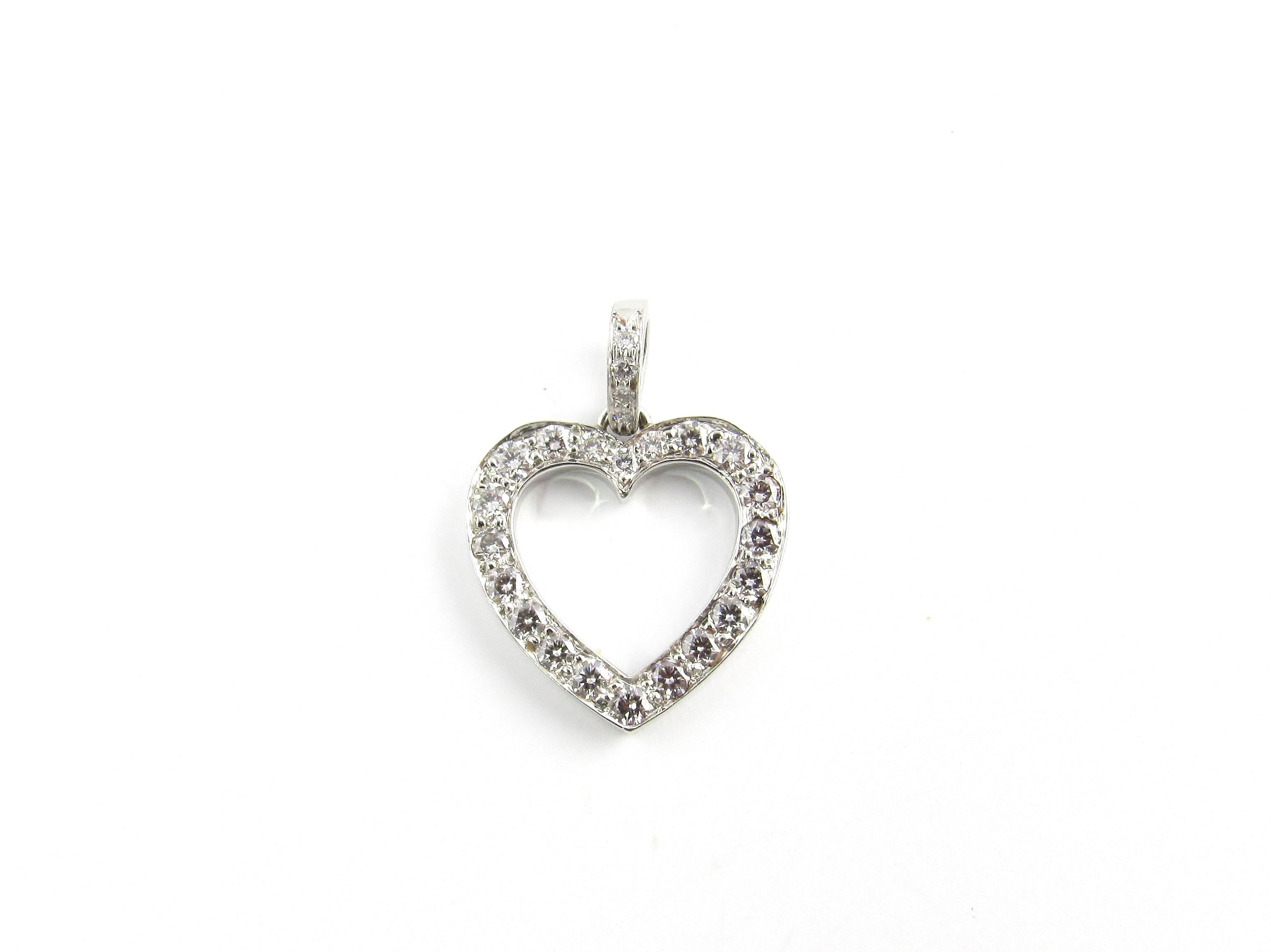 Round Cut Tiffany & Co. Platinum Diamond Open Heart Pendant .65 Carat