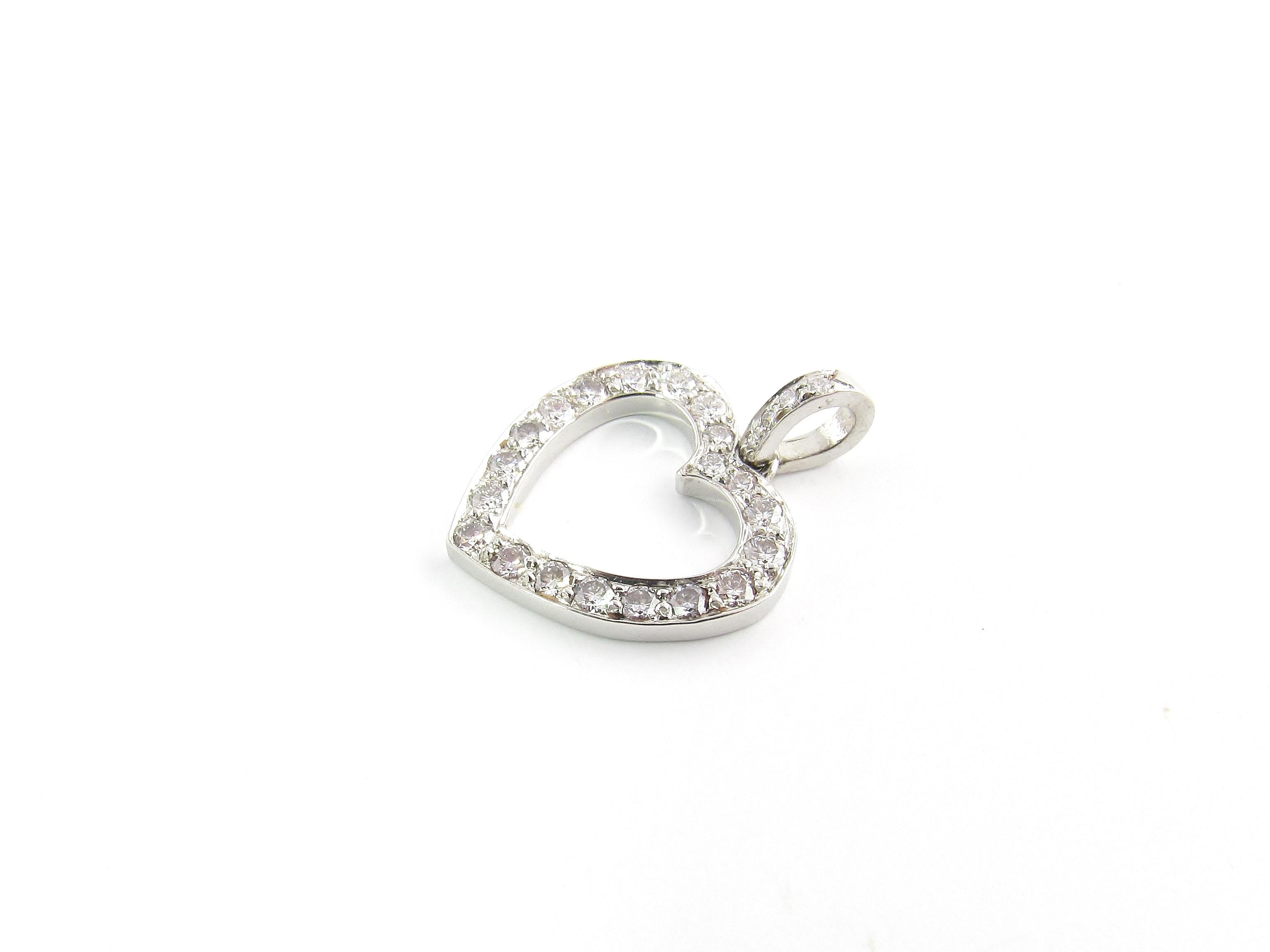 Tiffany & Co. Platinum Diamond Open Heart Pendant .65 Carat In Good Condition In Washington Depot, CT