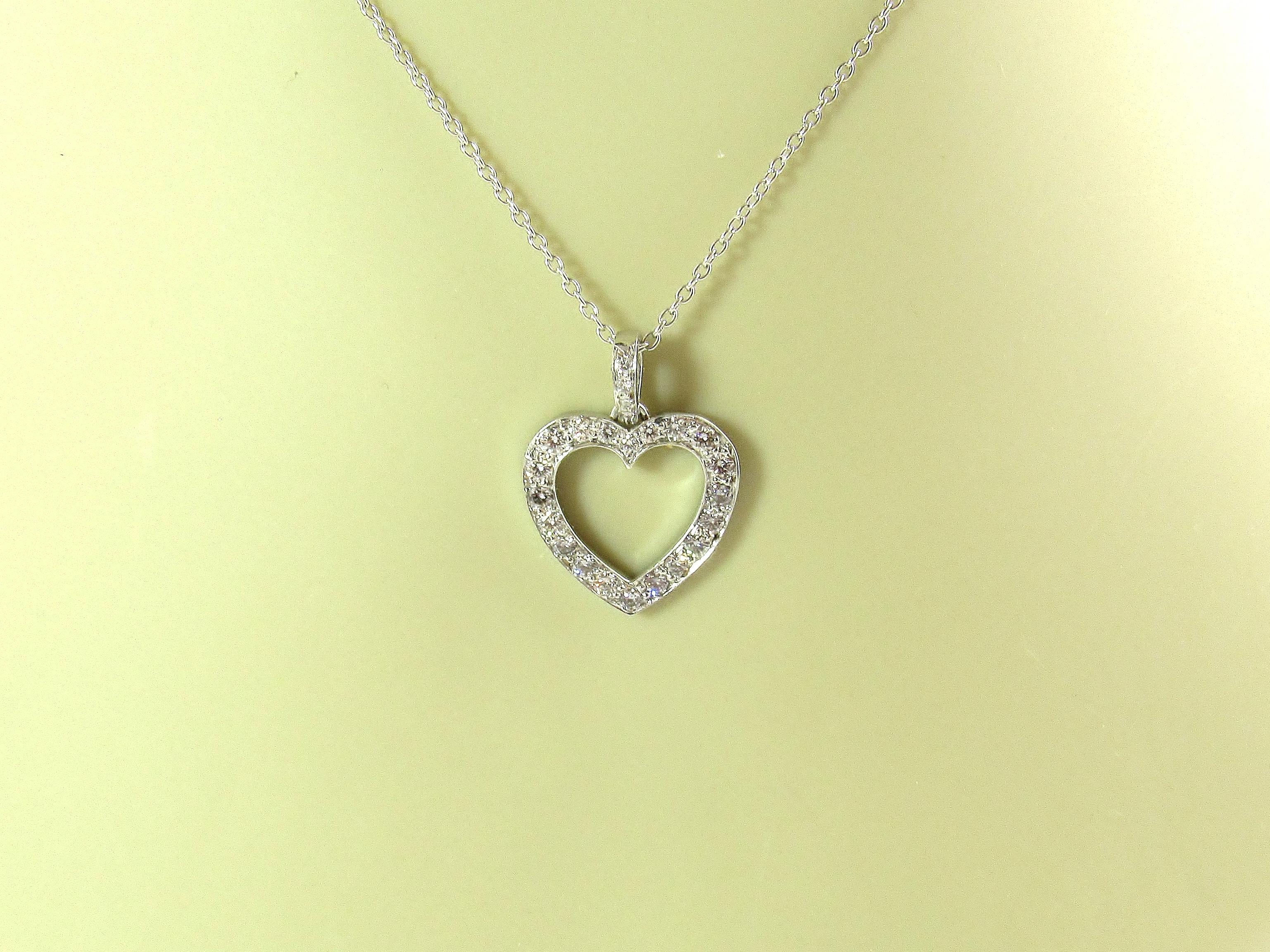 Tiffany & Co. Platinum Diamond Open Heart Pendant .65 Carat 2