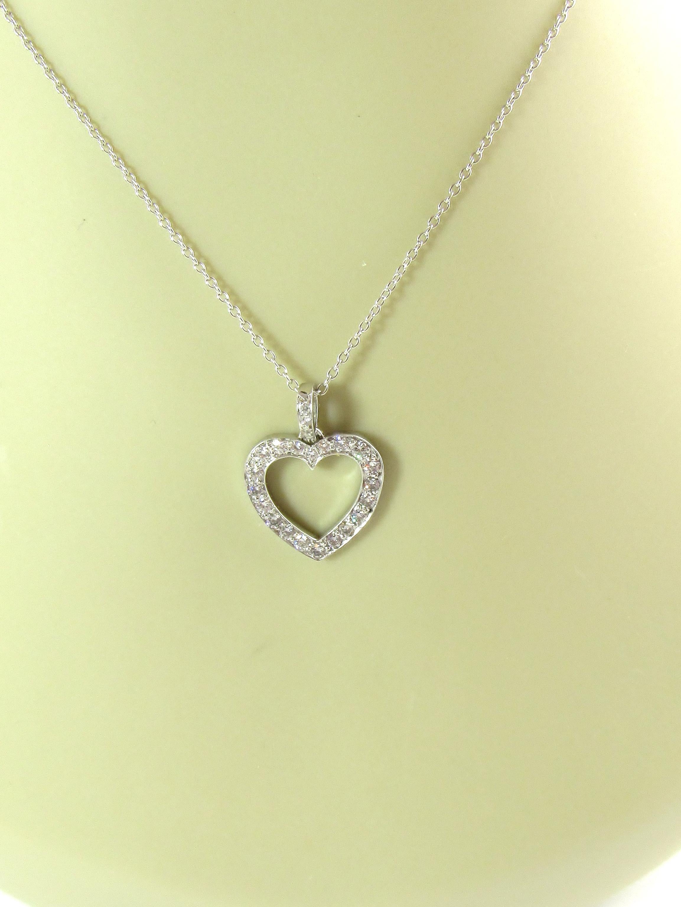 Tiffany & Co. Platinum Diamond Open Heart Pendant .65 Carat 3