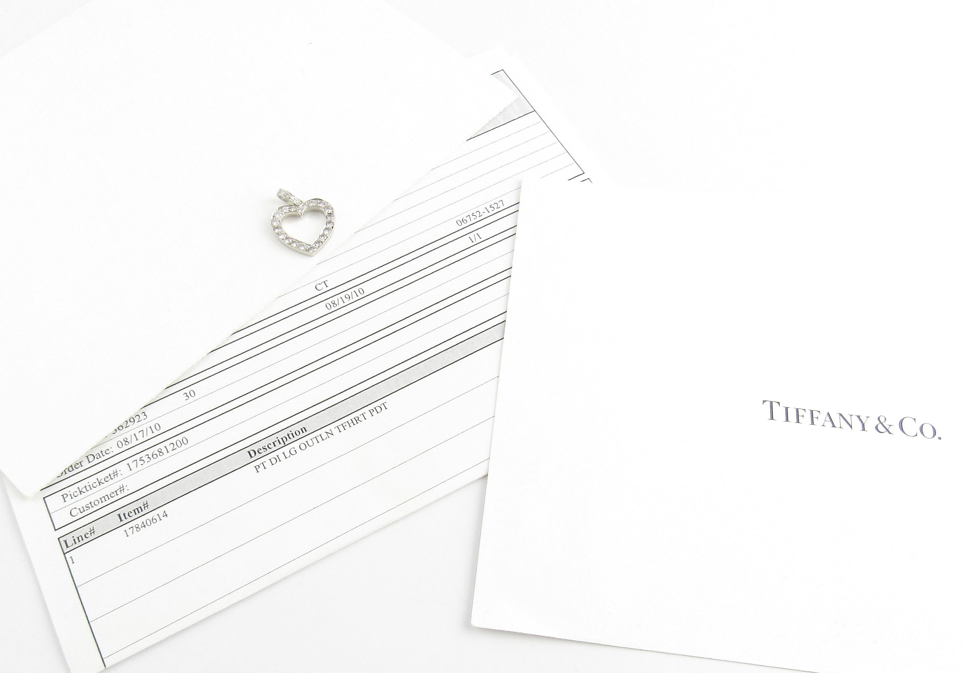 Tiffany & Co. Platinum Diamond Open Heart Pendant .65 Carat 4