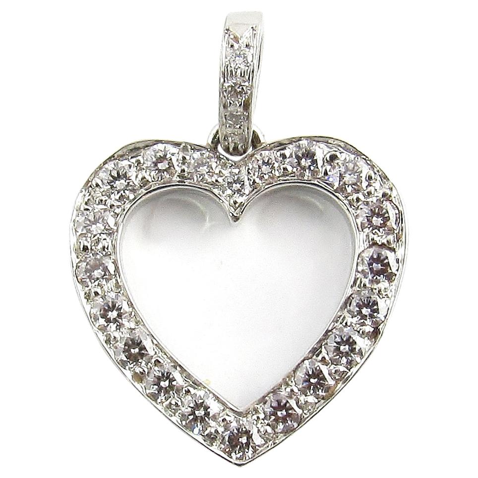 Tiffany & Co. Platinum Diamond Open Heart Pendant .65 Carat