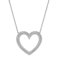 Tiffany & Co. Platinum Diamond Open Heart Pendant