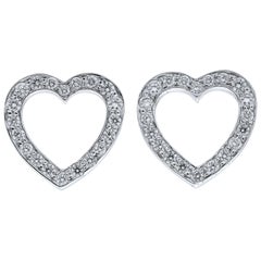 Tiffany & Co. Platinum Diamond Open Heart Stud Earrings 0.08 Carat