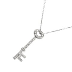 TIFFANY Co. Platinum Diamond Oval Key Pendant Necklace