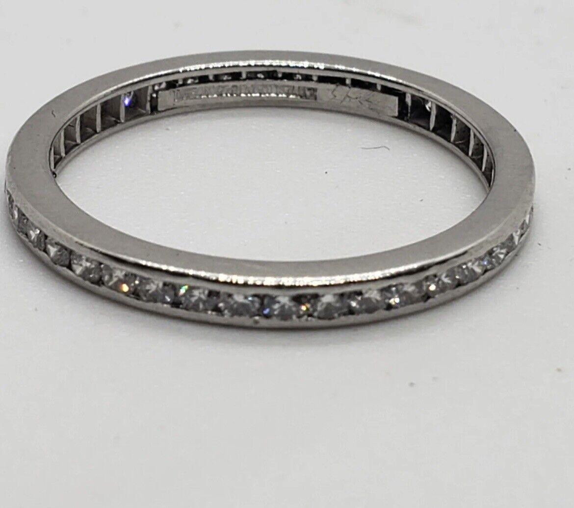 Tiffany & Co. Platinum & Diamond Pair of Eternity Bands W/Box Vintage In Excellent Condition In Beverly Hills, CA
