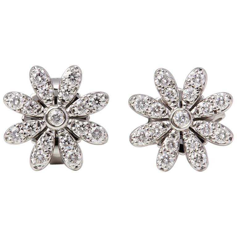 Tiffany & Co. Platinum Diamond Paloma Picasso Flower Stud Earrings