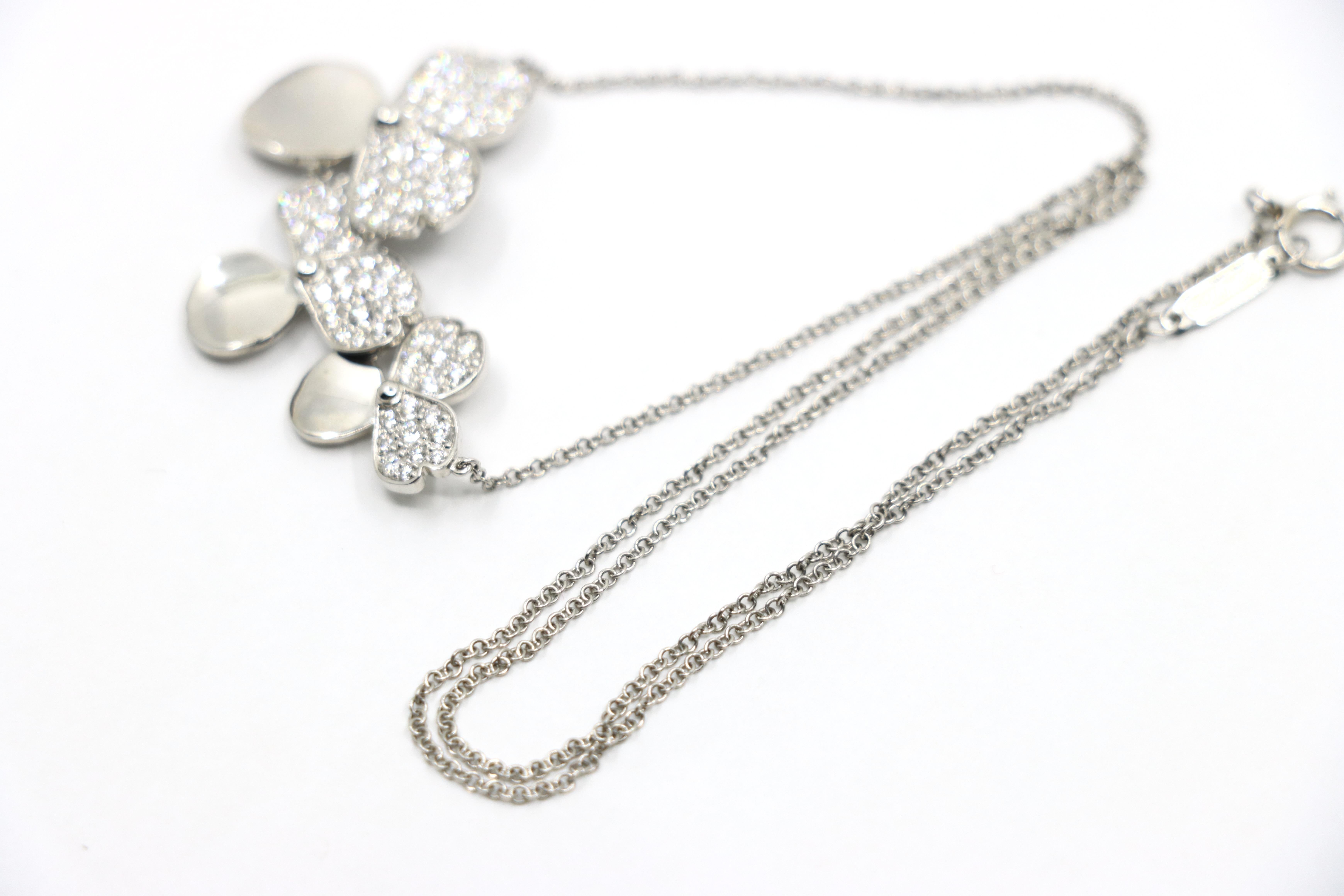 Tiffany & Co Platinum Diamond Paper Flower Pendant Necklace For Sale 7