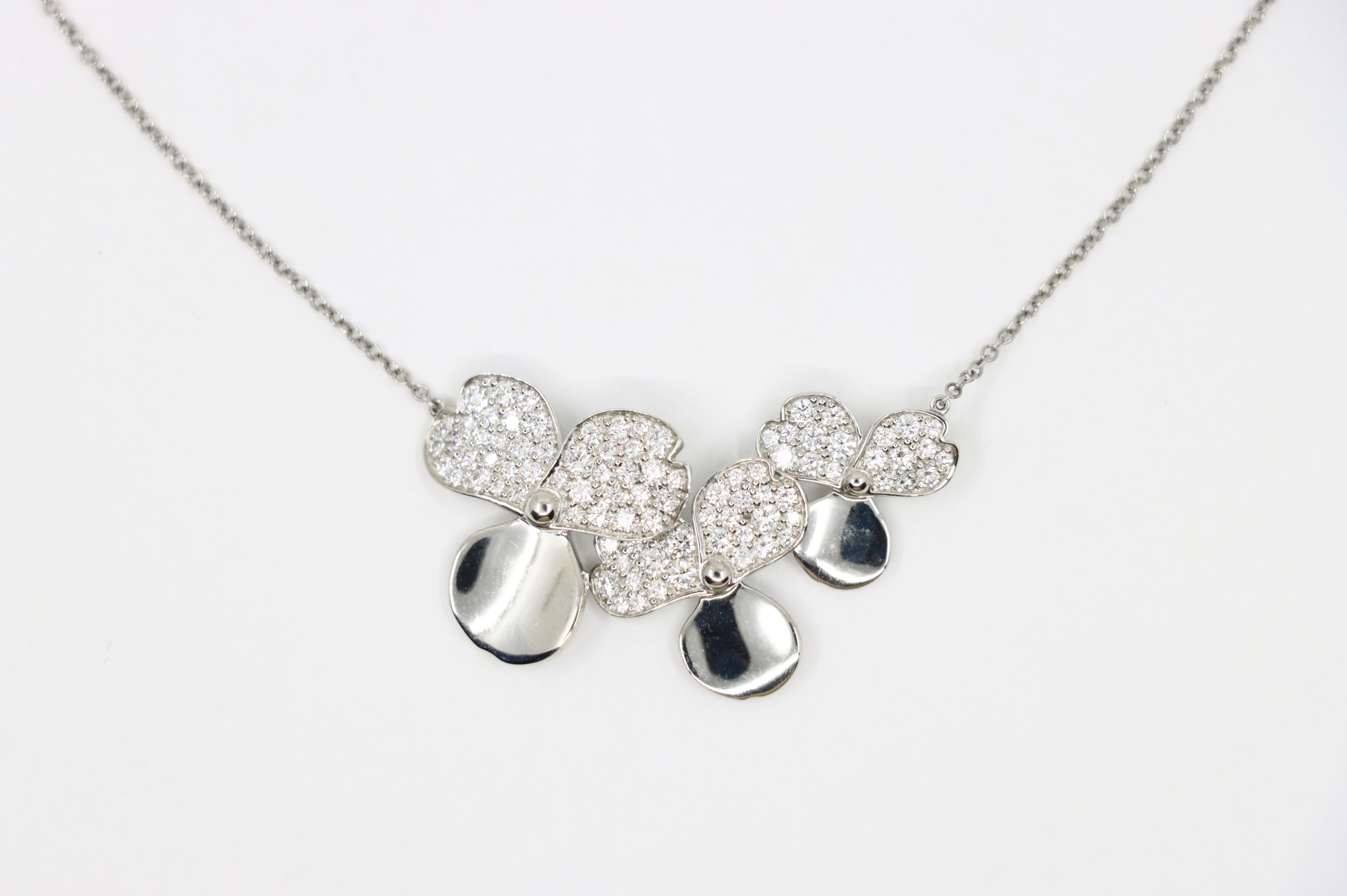 Women's or Men's Tiffany & Co Platinum Diamond Paper Flower Pendant Necklace For Sale