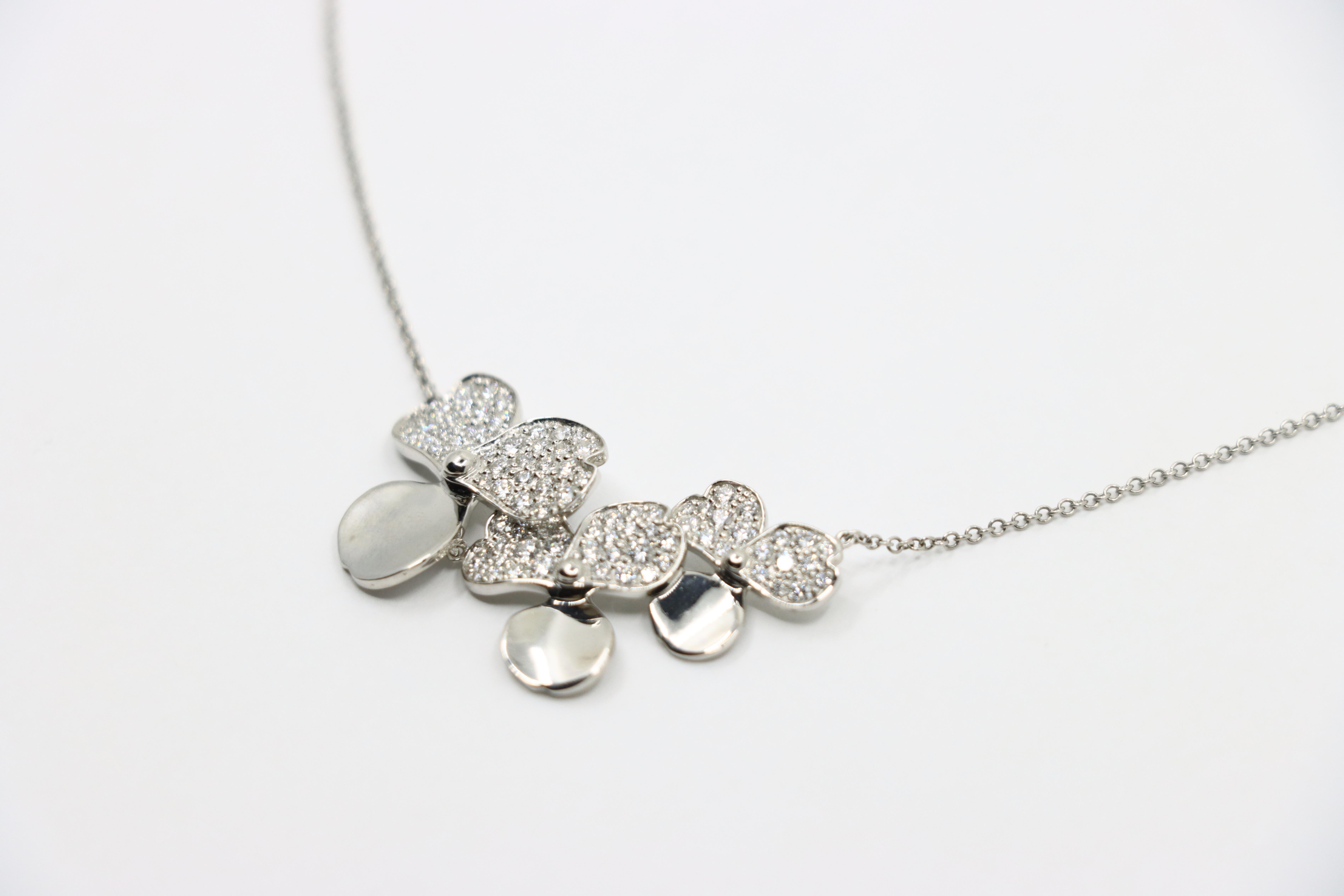 Tiffany & Co Platinum Diamond Paper Flower Pendant Necklace For Sale 2