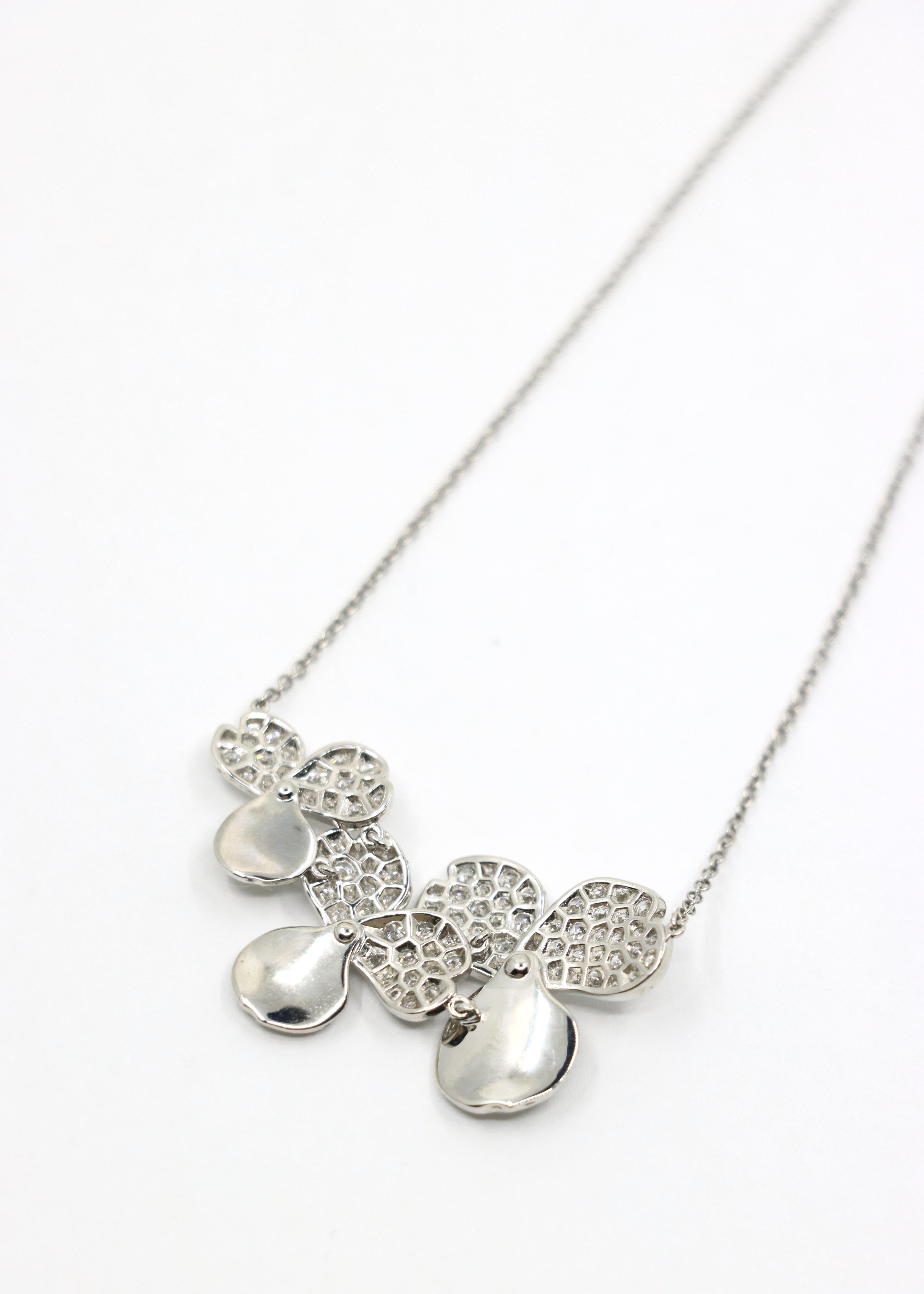 Tiffany & Co Platinum Diamond Paper Flower Pendant Necklace For Sale 3