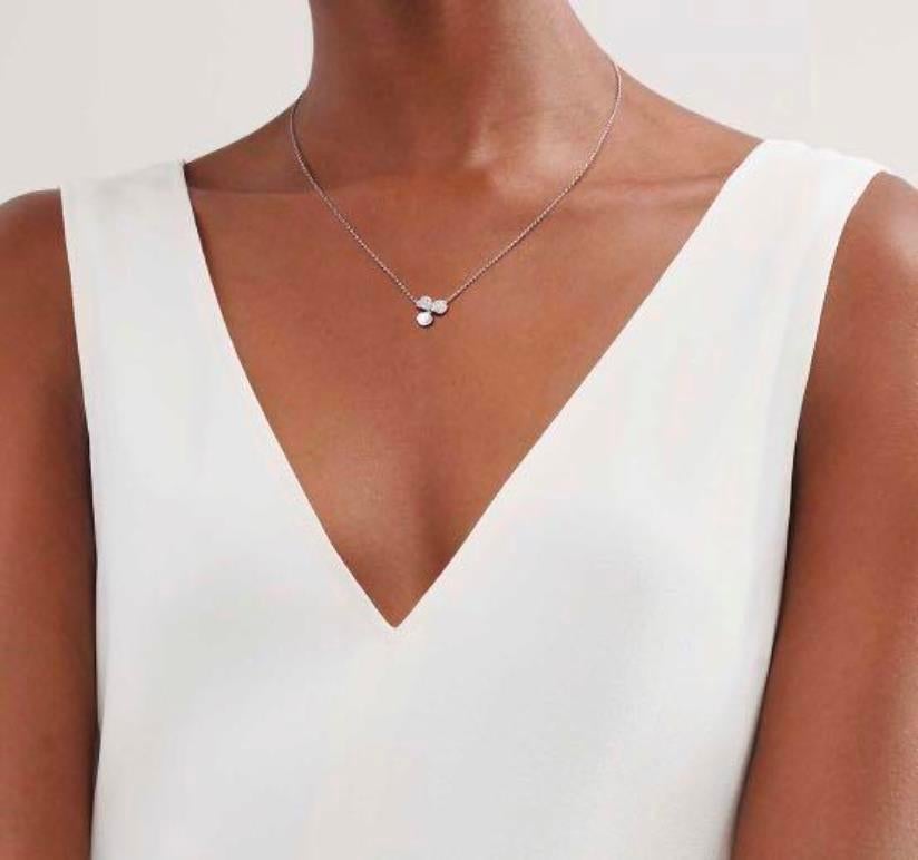 TIFFANY & Co. Platinum Diamond Paper Flowers Pendant Necklace For Sale 5